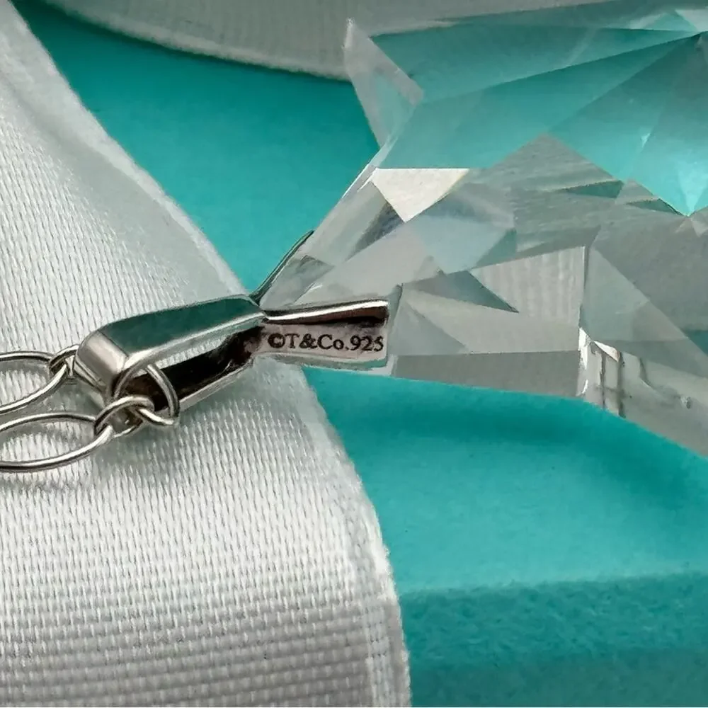 Tiffany & Co. Crystal Star Pendant Necklace Sterling Silver Chain Gift Box